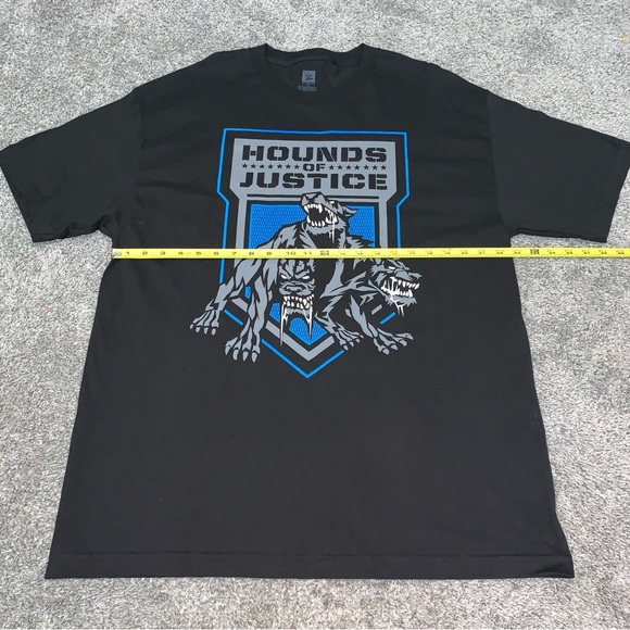WWE WWF TSHIRT TEE SHIRT BLACK WRESTLING XL HOUNDS OF JUSTICE SHIELD - Picture 5 of 6